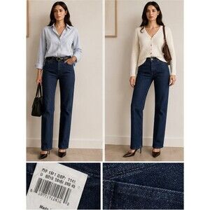 Alberta Ferretti Denim Jeans Made in Italy  Dark Wash Straight Leg Sz 4 NWOT